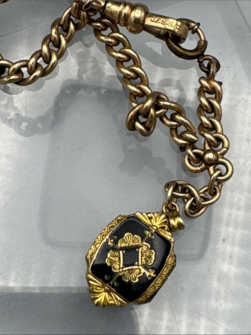 Antique hayward gold filled locket with Signed JFSS Gold Filled Chain